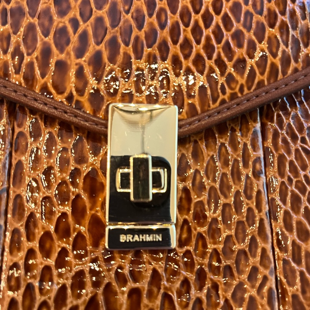 Brahmin Esme Nutmeg Janeway Snakeskin Embossed Shoulder Bag - Picture 11 of 16